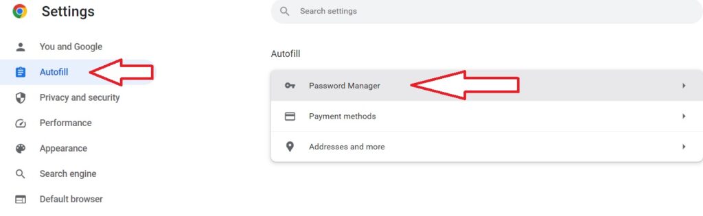 Chrome password Manager autofill